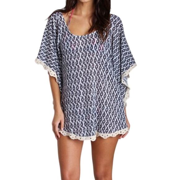 Eberjey Tribal Goddess Clara Tunic Cover Up Women's Size S/MP/M Deep Blue Boho - Picture 1 of 7